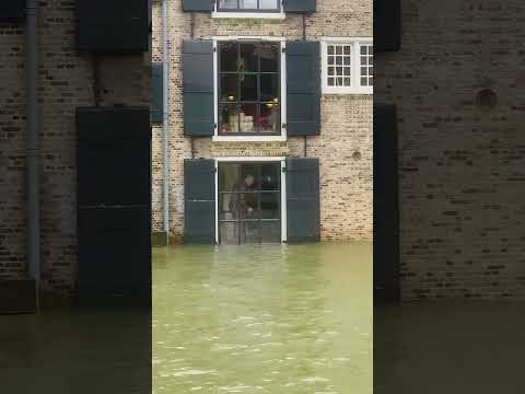 Dordrecht Netherlands.  High level river. 23 dec 2023.