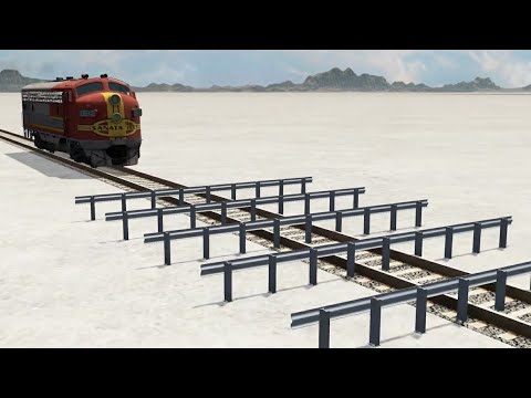 Trains vs Numerous Guardrails vs Unfinished Railway vs 90 Degree Turn #2 – BeamNG.Drive