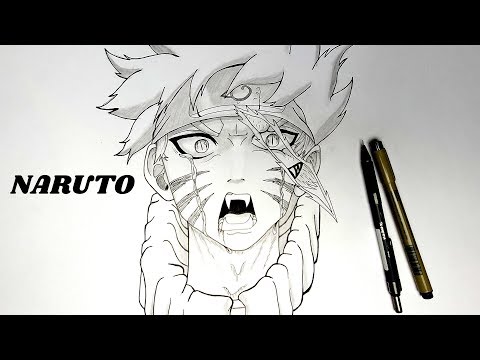 Dessin de Naruto en noir et blanc