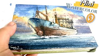 A Romantic Sunset, The Boat Returning Home – Palm-Sized Watercolor Ep.5