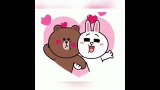 Cony Brown Playful mood | LINE FRIENDS | Love Bunny Bear | Romantic Gifs