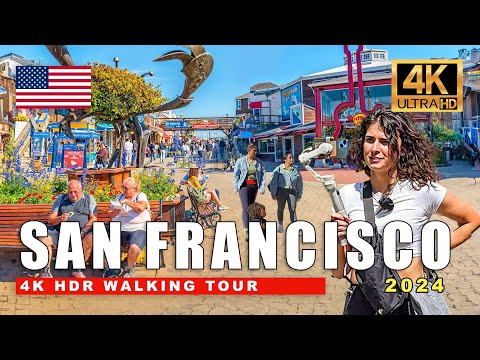 Walking San Francisco, California | Pier 39, Union Square, Market Street, Nightlife | 4K HDR 60fps