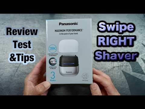 Panasonic Swipe Right Travel Shaver for Men, Portable Electric Razor for Men with USB-C Charging, 3-Blade Cutting System and Beard Sensor Technology, Wet/Dry Use, ES-CM3A-K video review thumbnail
