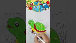 Turtle coloring page for toddlers | Turtle coloring page for kids #nurseryrhyme  #kids