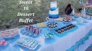 Dessert Buffet Table- Sweet 16 Coastal Themed Party Ideas | Pastry | Birthday Ideas