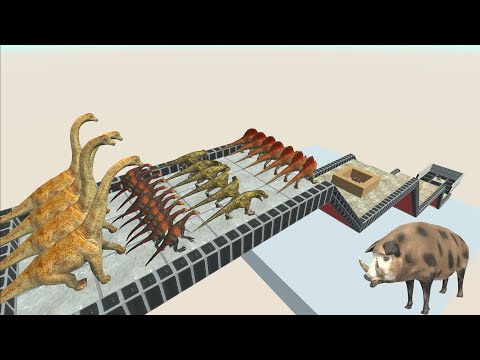 Dinosaur Run to eat Pig #6 - Animal Revolt Battle Simulator