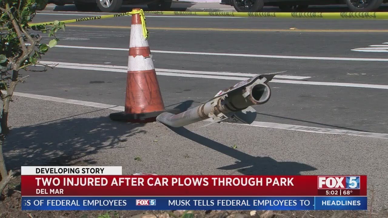 Car jumps curb, hits two in Del Mar park