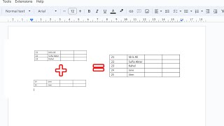 How to merge tables in google docs