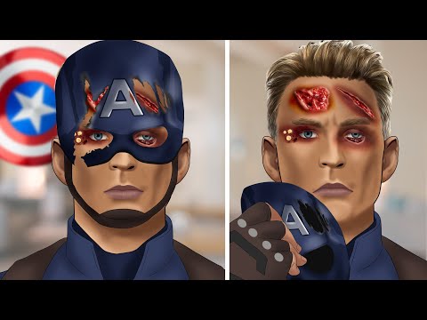 ASMR Help Captain America treat his wounds under the mask | WOW Brain Satisfying Animation
