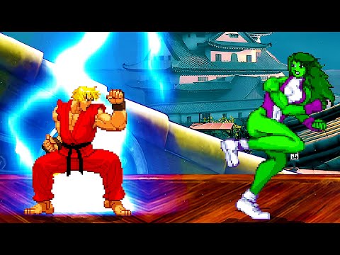 SHIN KEN vs SHE HULK (Marvel Comics) - Must See Amazing ULTIMATE Fights!