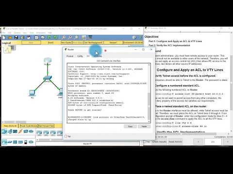 9.2.3.3 Packet Tracer - Configuring an ACL on VTY Lines