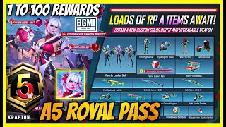 BGMI NEXT ROYAL PASS - A5 ROYAL PASS 1 TO 100 REWARDS , UPGRADE WEAPON AND RELEASE DATE ( BGMI )