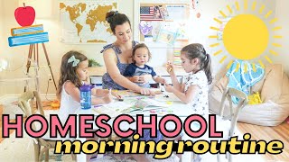 👩🏻🏫*UPDATED* Homeschool Morning Routine / PRESCHOOL & TK | 5 Year Old + 3 Year Old