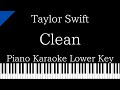【Piano Karaoke Instrumental】Clean / Taylor Swift【Lower Key】