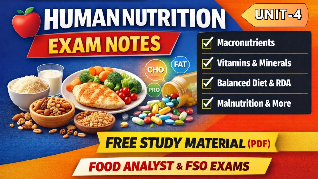 Unit 4 Human Nutrition  Exam Focused Notes  Food Analyst & FSO  Free PDF