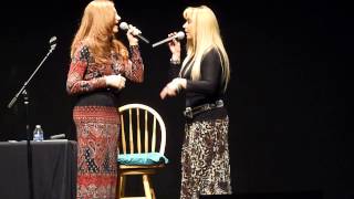 Theresa Sareo and Diana Wise Perron sing at the Elmira 'ALIVE AGAIN' film premiere