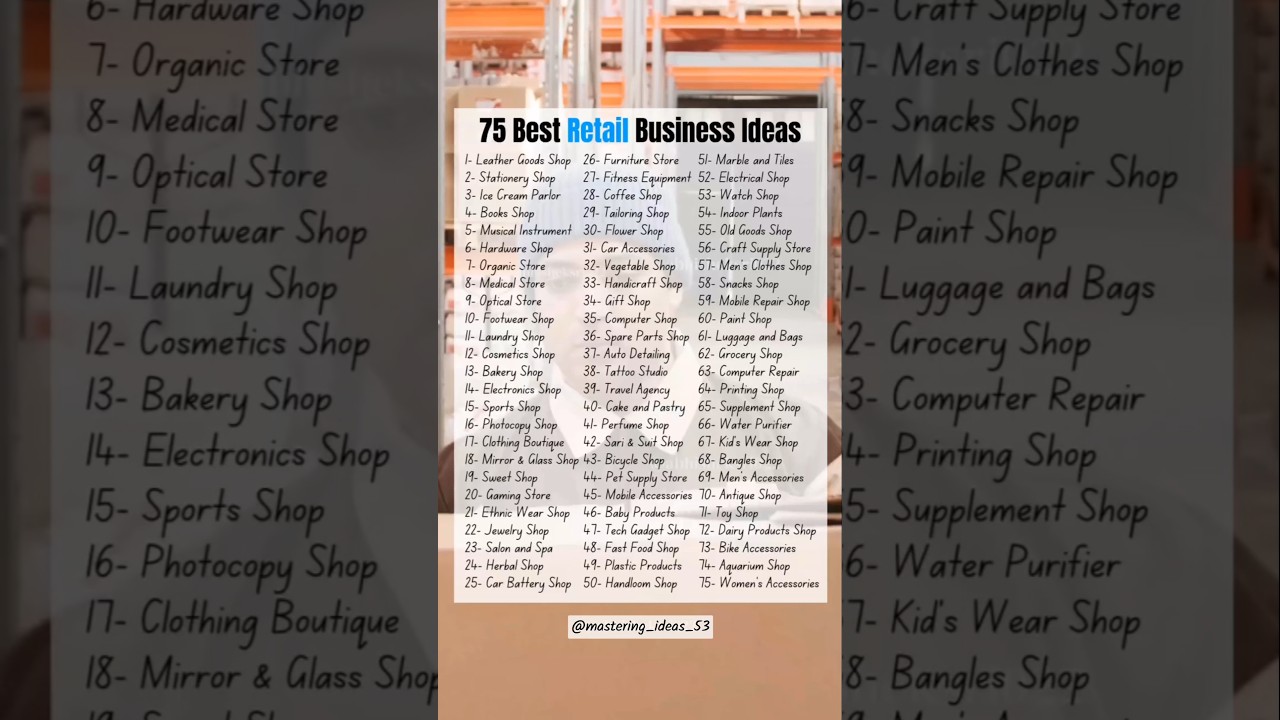 75 Best Retail Business Ideas 💡.  #business #career #ideas #retail #jobsearch  #retailbusiness