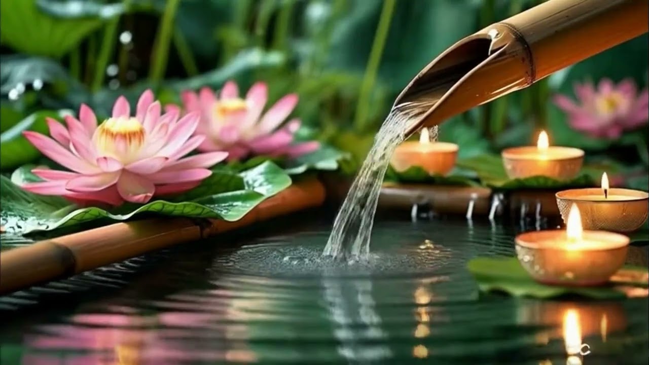 Peaceful Piano Music 🌿 Bamboo Water Sounds, Relaxing Music for Meditation, Nature Harmony, Calm Spa