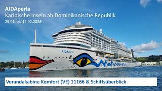 AIDAperla - Karibische Inseln ab Dom. Republik (2026): Verandakabine 11166 & Schiffsüberblick