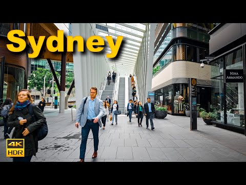 Sydney Australia Walking Tour - Morning Rush from Wynyard to Barangaroo | 4K HDR