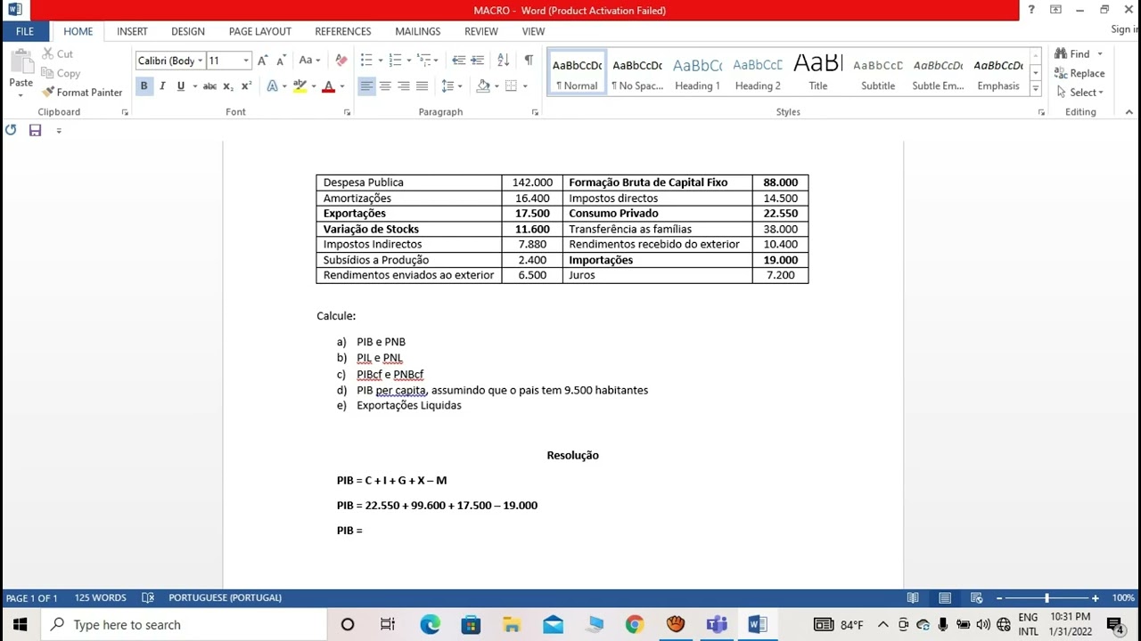 Economia ABERTA: Calculo do PIB pm ate Exportações Liquidas