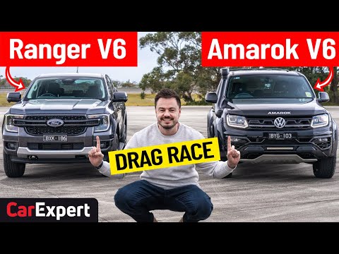 VW Amarok V6 v Ford Ranger V6 Dragparison: Drag race, sound test & 0-100!