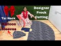 Designer Umbrella Frock Cutting With Balloon Sleeves And Ribbon Neck Design