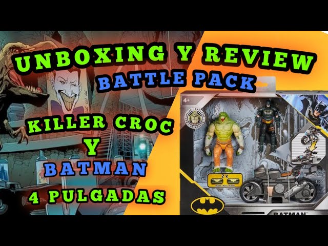 Vídeo relacionado con DC Comics, Batman Transforming Batcycle Battle Pack con Figuras de acción de Batman y Killer Croc de 10 cm, Juguetes para niños y niñas a Partir de 4 años