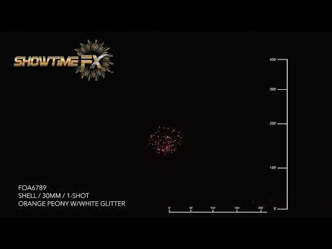 FOA6789: 30MM ORANGE PEONY W/WHITE GLITTER