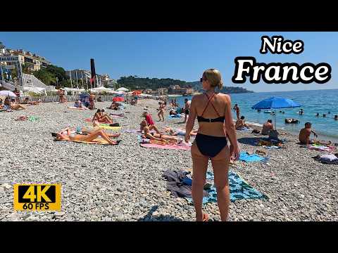 Nice France: 4K Beach Walk Along the French Riviera Coastline