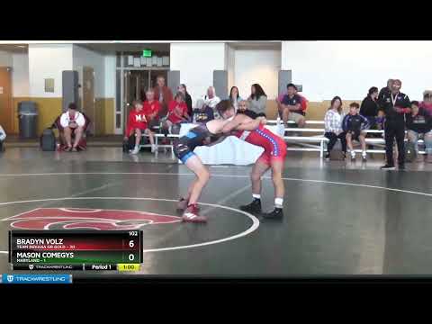 102 Lbs Semis & 1st Wrestleback (8 Team) - Bradyn Volz, Team Indiana GR Gold Vs Mason Comegys, Mar