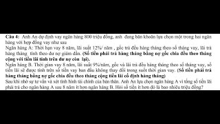 SỞ NAM ĐỊNH LẦN 3: So sánh tiền lãi 2 ngân hàng (lãi suất khác nhau)
