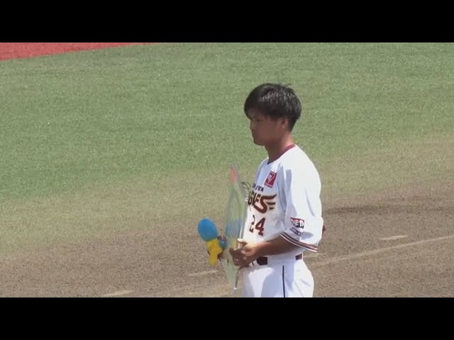 【ファーム】イーグルス・黒川史陽 7月度「スカパー！ファーム月間MVP賞」表彰式  2023年8月22日 東北楽天ゴールデンイーグルス 対 読売ジャイアンツ