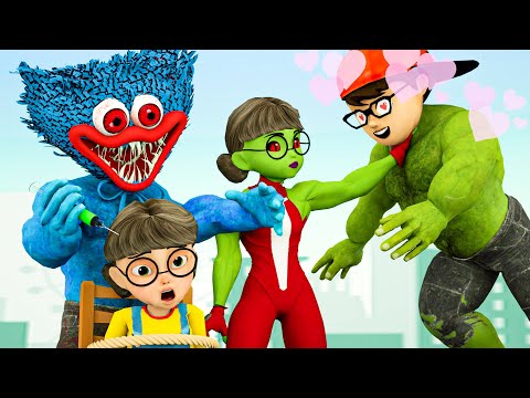 Huggy Wuggy vs Mutant Tani~!  Nick Hulk Fall in Love | Scary Teacher Nick & Tani 3D Cartoon Ep.11