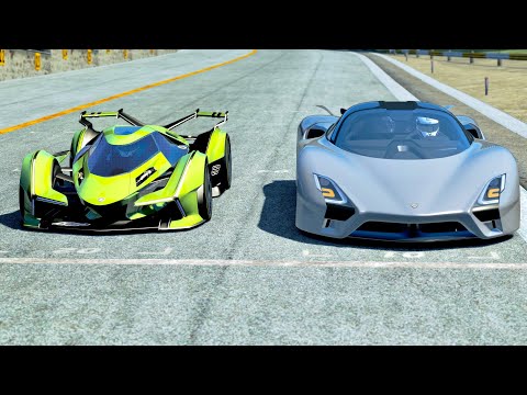 Lamborghini V12 Concept GT vs SSC Tuatara - Drag Race 20 KM