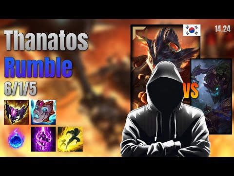 Thanatos Top Rumble vs Maokai lol KR solo rank Full Game 14.24 | 타나토스 럼블 vs 마오카이