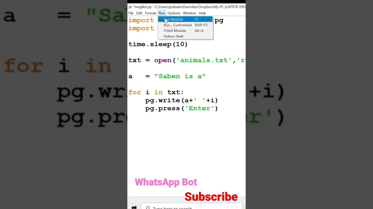 Automate WhatsApp || WhatsApp Bot || Python || Programing Prank || Code Short