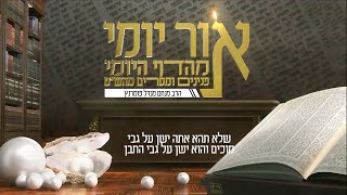 הרב מנחם מנדל פומרנץ | אור יומי מהדף היומי - קידושין כ • שלא תהא וכו' אתה ישן על גבי מוכים •