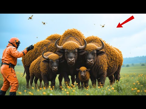 Unbelievable Rescue! Many AMERICAN BISON Saved from a Deadly Honeybee Attack! | Animal rescue
