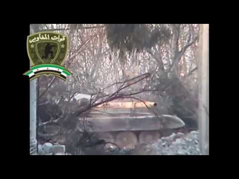 استهداف دبابة لقوات النظام قرب طريق مطار دمشق الدولي في محيط بلدة شبعا في ريف دمشق من قبل كتيبة مغاوير الغوطة التابعة للواء زيد بن حارثة