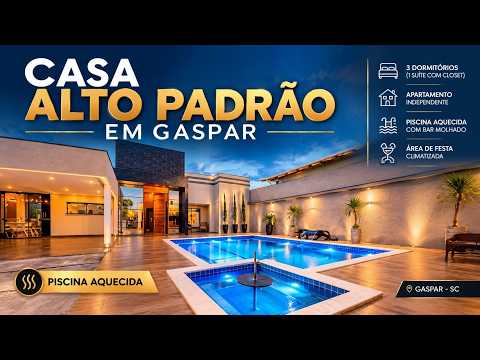 Casa Alto Padrão em Gaspar SC | Piscina Aquecida, Suíte com Closet e Apartamento