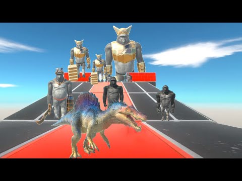 C. DINOS FACE THE PRIMATES TO DEFEAT THE BIG, MEDIUM AND SMALL GHOR AT THE TOP OF THE RAMP - ARBS