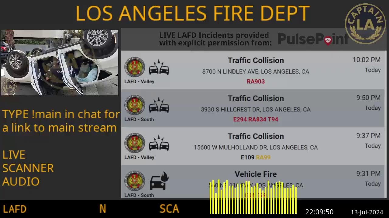 13-Jul-2024 // LAFD Los Angeles Fire Department SCANNER Radio ARCHIVE // FIRE & EMS // LA CAPTAIN