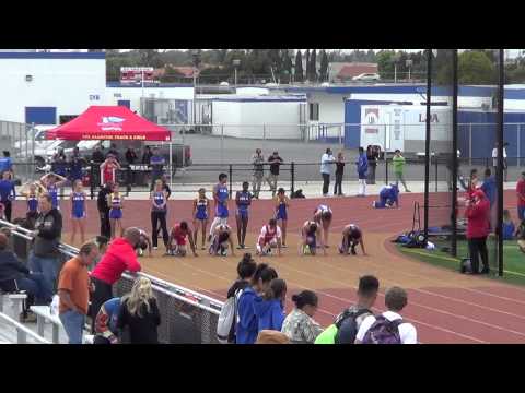 JVB 100m Heat 2 vs Fountain Valley 4-22-15 - Los Alamitos Boys