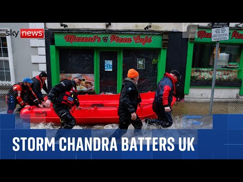 Storm Chandra batters UK with travel disruption and hundreds of schools closed