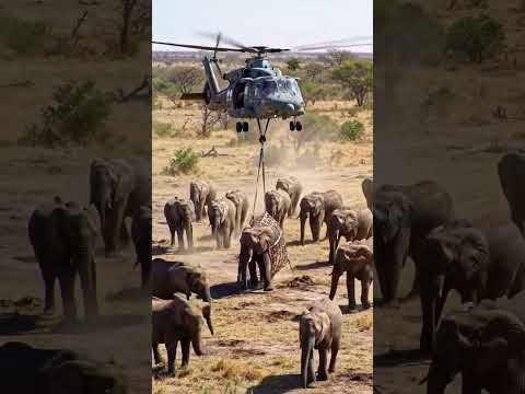 Helicopter Elephant Rescue in the Savannah
