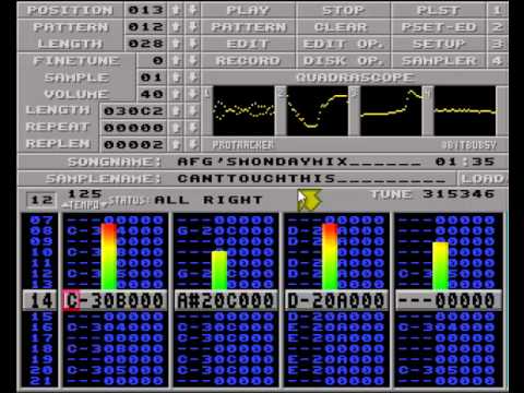 "Brincando" no ProTracker num Amiga no início dos anos 90