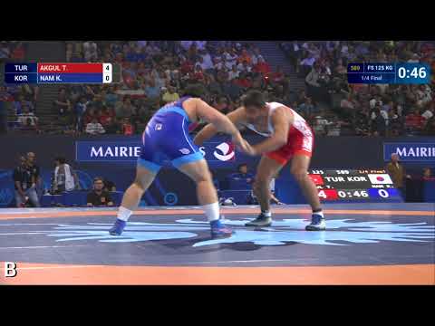 1/4 FS - 125 kg: T. AKGUL (TUR) df. K. NAM (KOR) by VSU1, 12-2