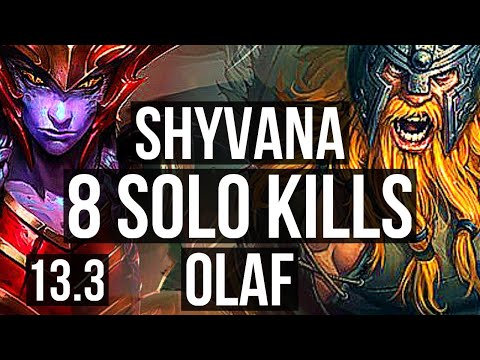 SHYVANA vs OLAF (TOP) | 8 solo kills, 12/2/6, 800+ games, Legendary | KR Master | 13.3