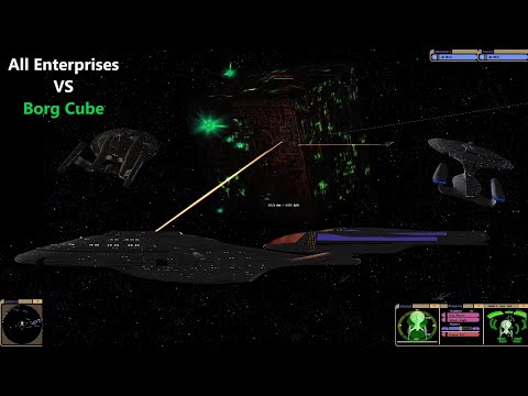All Enterprises VS Borg Cube | NO F OR J! | Star Trek Bridge Commander Battle |